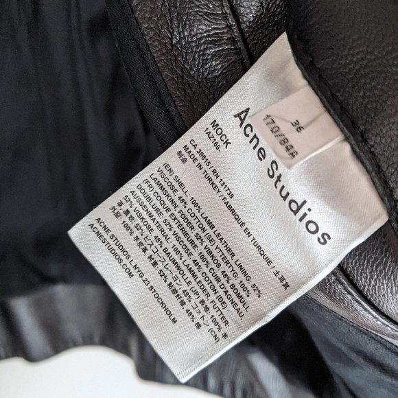 Acne Mock Black Leather Biker Jacket - Picture 4 of 8